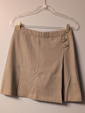 Lands' End Beige Cotton Skort with Side Button Detail